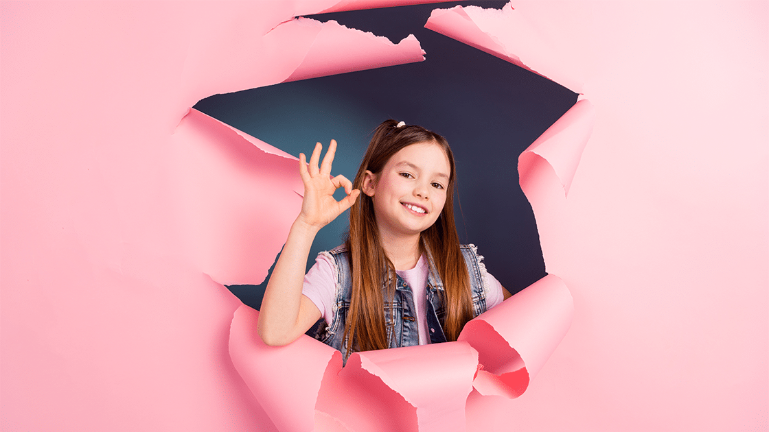 Girl Ok Sign Ripped Wallpaper Image